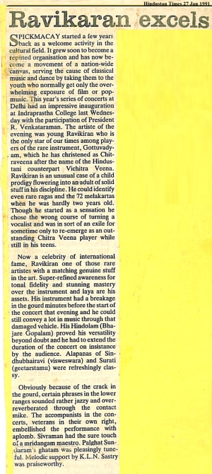 Hindustan Times President of India RV Concert_27 Jan 1991