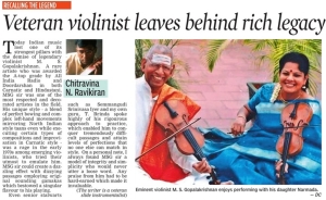 Ravikiran on MSG (Obit) Deccan Chronicle