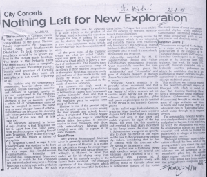 Nadopasana with MC & Upendran - NMN Review The Hindu Jan 1981